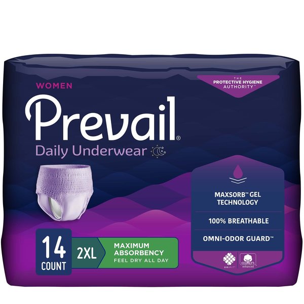 Prevail For Women Daily Disposable Underwear Female 2X-Large, Maximum, PK 56 PWC-517